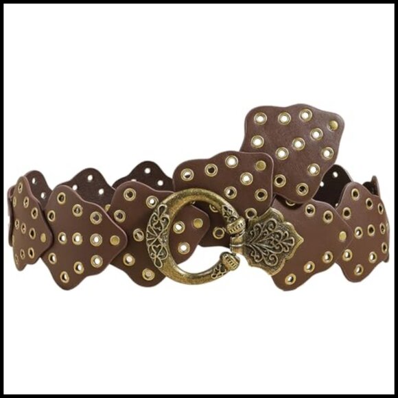 Boho Western Wide Leather Belt Vintage Cowgirl Style Metal Buckle Adjustable main image 5